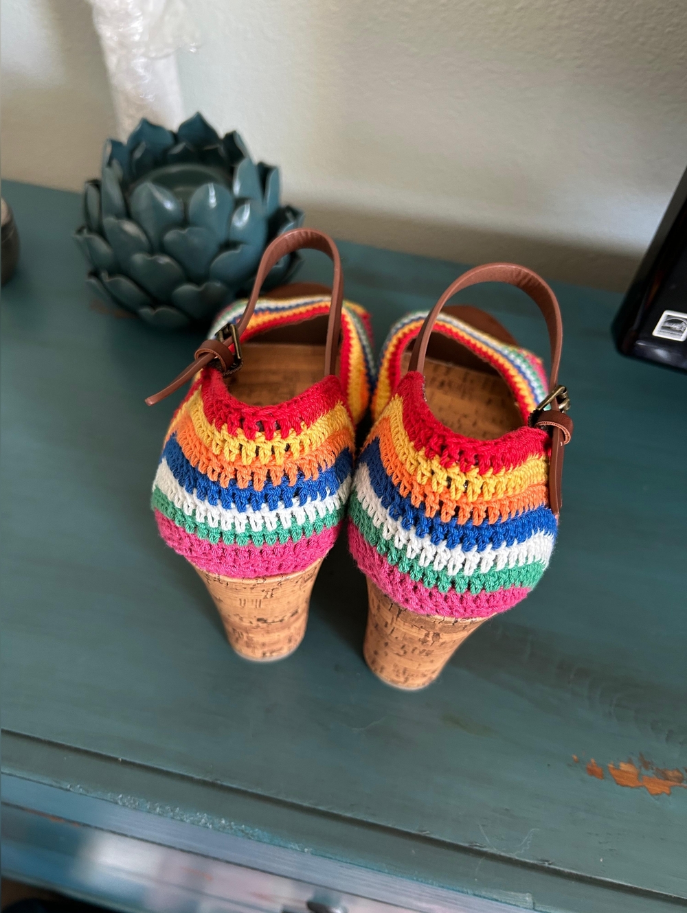 MIA Rainbow Crochet Cork Wedge Sandals - Multicolor - Picture 8 of 10